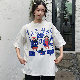 ポリエステル半袖ファッション夏ラウンドネックプルオーバーホワイト10~20代プリントＴシャツ/ポロシャツ