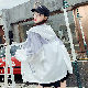 ポリエステル長袖ファッションカジュアルスボーツ系韓国系キャンパス秋冬フード付きカーディガン切り替えボウタイ配色カーディガン