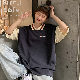 ポリエステル半袖ファッションカジュアル春夏POLOネックプルオーバーブラックグレー切り替え配色長袖Ｔシャツ