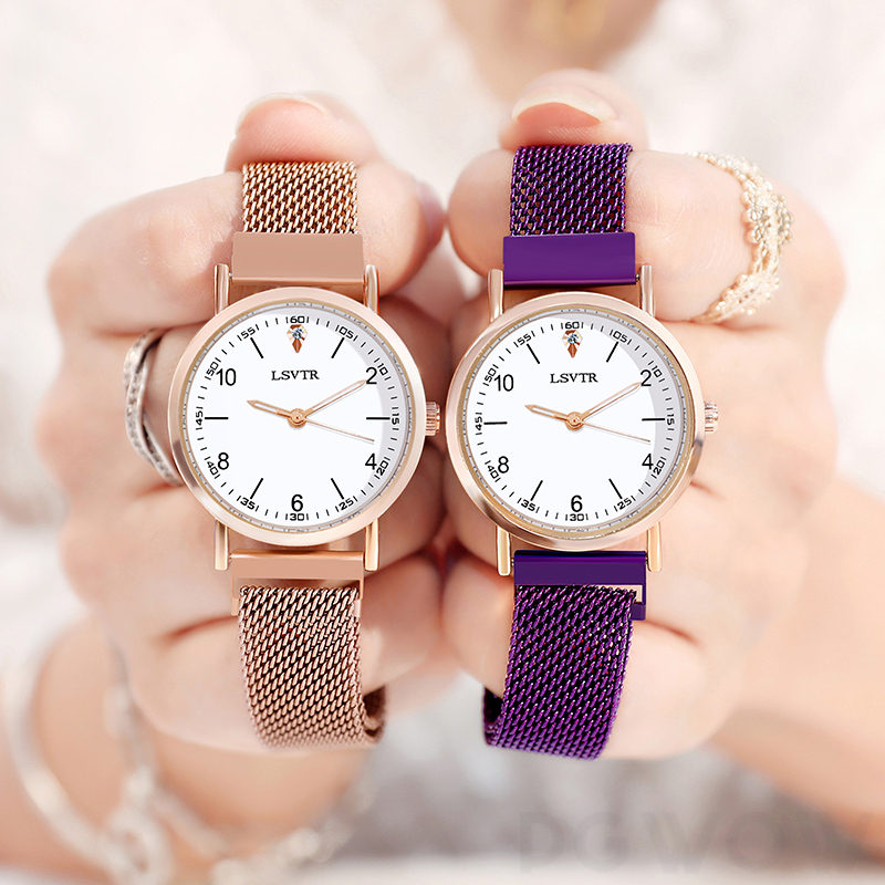 ファッションカジュアルシンプル合金クォーツ時計ラウンドガラス腕時計