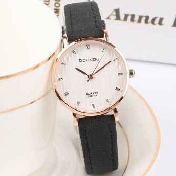 ファッションシンプルレザークォーツ時計配色縁取りラウンドグレー系ブラック系ピンク系合金防水機能無し腕時計