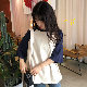 コットン半袖カジュアル春ラウンドネックプルオーバーアプリコット18-24歳配色Ｔシャツ/ポロシャツ