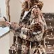 【トレンドアイテム】ファッション カジュアル レトロ スウィート 韓国系 秋冬 スタンドネック シングル ブレスト チェック柄 ショート丈 コート・ジャケット