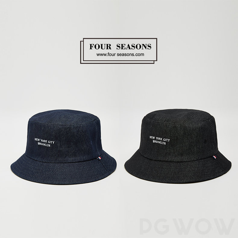 オールシーズンホワイトブラック刺繍帆布サークル帽子