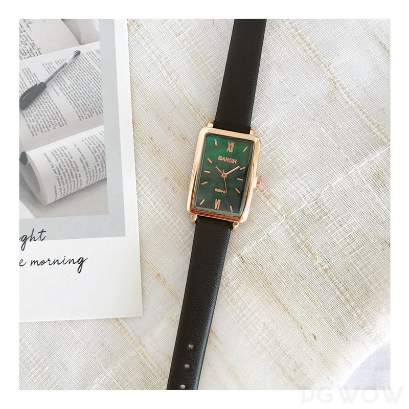 ファッションレトロ優雅防水深度30ｍレザークォーツ時計配色縁取りレクタンギュラーグリーン系ゴールド系グレー系ブラウン系ブラック系レッド系合金腕時計