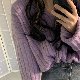 「韓国系シンプルファッション」定番Vネックプルオーバーギャザー飾り無地セーター・カットソー