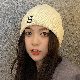 秋冬ブラックピンクイエローパープルアプリコット刺繍20~30代ニット刺繍サークル编み地帽子