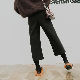 ポリエステルファッション韓国系秋冬ブラックグレーハイウエストアンクル丈（9分丈）無地カジュアルパンツ