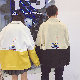 デニム長袖シンプルファッションカジュアル韓国系春秋POLOネックシングルブレストホワイトカーキプリントカートゥーンジャケット