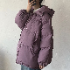 長袖ファッション韓国系春秋フード付きジッパーパープルアプリコット10~20代20~30代無地綿コート