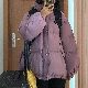 長袖ファッション韓国系春秋フード付きジッパーパープルアプリコット10~20代20~30代無地綿コート
