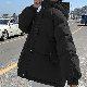 長袖シンプルカジュアル韓国系冬フード付きジッパーホワイトブラックブルーイエローパープル無地綿コート