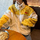 ファッションスウィート学園風ストリート系韓国系ハイネックジッパー切り替え配色ニットカーディガン・シャツカーディガン