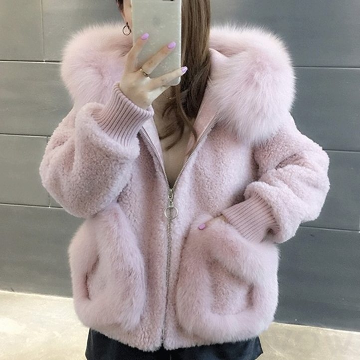 【韓国系ファッション】スウィートキュートフード付きジッパー綿コート