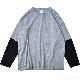 長袖シンプルファッションカジュアル一般一般春秋ラウンドネックプルオーバー切り替え配色混纺トップス