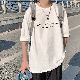 【韓国系ファッション】夏 プルオーバー ラウンドネック カジュアル プリント アルファベット 半袖 シンプル トップス
