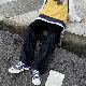 コーデュロイシンプルカジュアルレトロオールシーズンレギュラーウエスト韓国 通販 安い メンズ ファッション ブラック 黒 レギュラー丈無地ボトムス