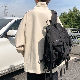 長袖シンプルファッションカジュアルストリート系定番韓国系韓国 通販 メンズ 安い秋折り襟ジッパープリントアルファベットプリントブラック黒トップスアウター