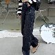 シンプルファッションカジュアル韓国系フェミニンハイウエストレギュラー丈無地ボタンデニムパンツ