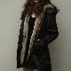 長袖ファッションカジュアル韓国系ショート丈冬フード付きジッパー切り替え20~40代無地綿コート