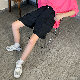 シンプルカジュアル夏ブラックピンクイエローアプリコットハイウエストショート丈（3分4分丈）無地ショートパンツ