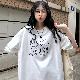 ポリエステル半袖韓国系夏ラウンドネックプルオーバーホワイトグリーンイエロー刺繍カートゥーン長袖Ｔシャツ
