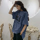 ポリエステル半袖ファッション春ラウンドネックプルオーバーブラウンプリントカートゥーンＴシャツ/ポロシャツ