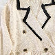 アクリル生地長袖ファッション韓国系膝上冬秋VネックプルオーバーハイウエストAライン無地ボタンワンピース