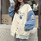 【今季大注目のアップ】韓国風ファッション 配色 シングル ブレスト 長袖 Vネック 秋 シンプル ジャケット