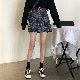 ファッションレトロ韓国系ショート丈秋冬ハイウエストAラインチェック柄ボタンスカート