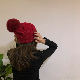 秋冬ホワイトブラックピンクグレーワインレッドアプリコットスエードニットスエード不規則帽子