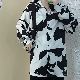 ポリエステル長袖韓国系夏折襟シングルブレストプリント配色カジュアル・シフォンブラウス