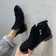 春秋PUローヒール丸トゥファッションジッパー韓流ブーツ