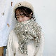 シンプルファッション韓国系キュート秋冬グリーンピンクグレーカーキブラウンフリンジチェック柄アクセサリー