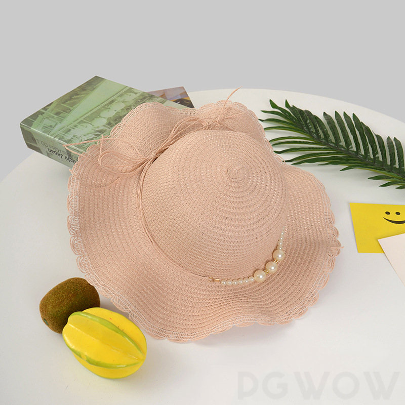 ネイビーピンクグレーベージュブラウン真珠草編み切り替えサークル帽子
