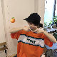 ポリエステル半袖韓国系夏POLOネックプルオーバーブルー赤オレンジプリント20~30代アルファベット長袖Ｔシャツ