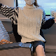 ニット長袖シンプルファッション一般一般冬秋ハイネックプルオーバー切り替え配色セーター・カットソー