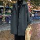ラシャ長袖シンプルファッションカジュアル韓国系秋冬折襟シングルブレスト無地ボタン中長コート