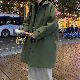ラシャ長袖シンプルファッションカジュアル韓国系秋冬折襟シングルブレスト無地ボタン中長コート