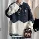 【人気を獲得♡】ニット 長袖 シンプル ラウンドネック プルオーバー 配色 セーター