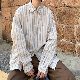 【肌触りきもちいい】春秋 長袖 折襟 ストライプ柄 メンズ ファッション 通販 韓国系 シングル ブレスト シンプル ストリート系 シャツ