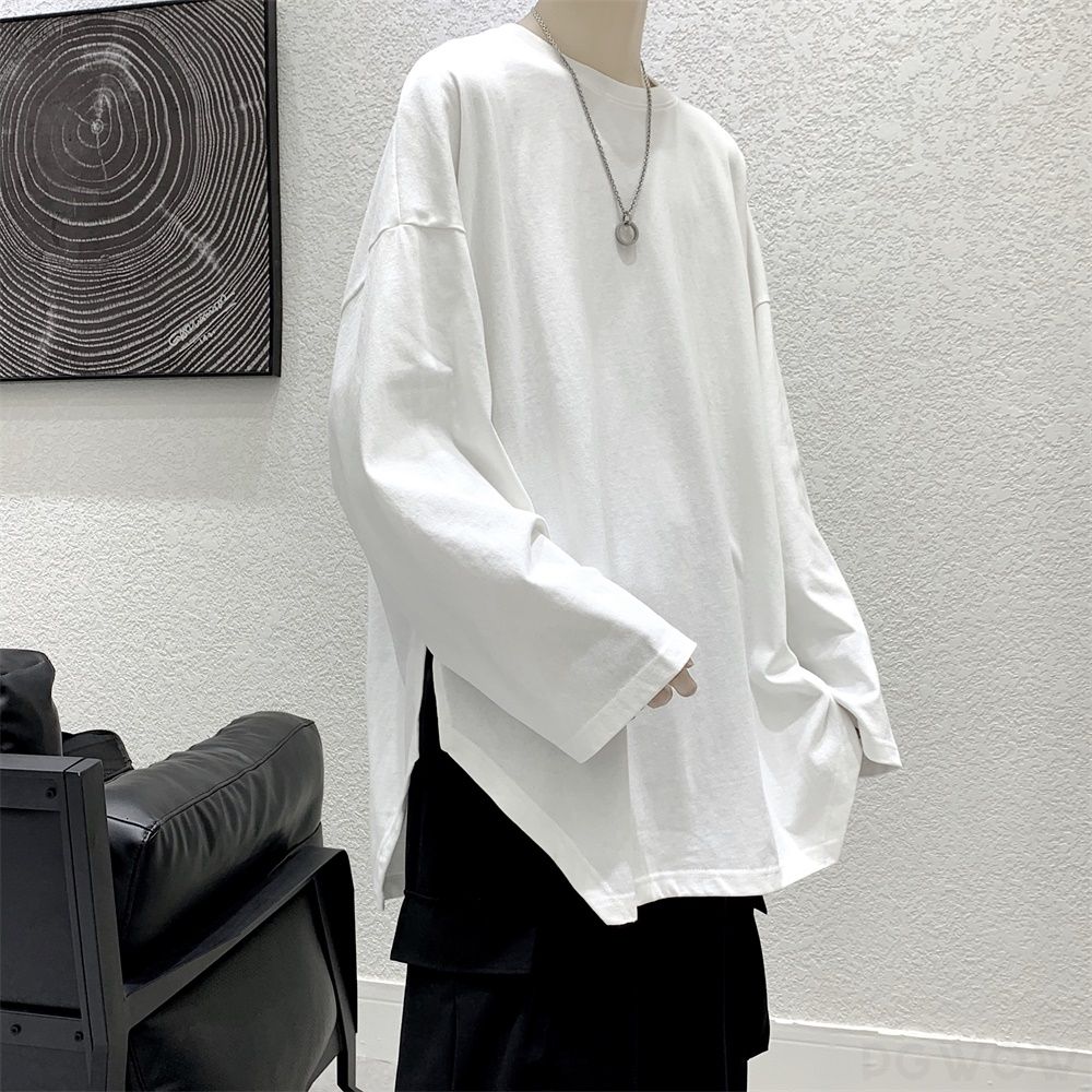 【今だけ超お得】Tシャツ メンズファッション 人気 長袖 レトロ 定番 春秋 ラウンドネック プルオーバー ホワイト ブラック