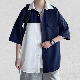  半袖 シンプル ファッション カジュアル 韓国系 一般 一般 スクエアネック シングルブレスト 切り替え 配色シャツ