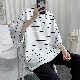 プリント韓国系カジュアル七分袖ラウンドネックプルオーバーボーダーTシャツ・POLOシャツ