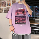 【韓国コーデ】シンプル ラウンドネック 高校生 メンズ ファッション 五分袖 プリント プルオーバー プリント Tシャツ・POLOシャツ