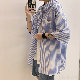 【韓国 通販 おすすめ】ファッション シンプル ファッション カジュアル 通勤/OL 韓国系 フェミニン POLOネック ボタン ストライプ柄 ボタン 五分袖シャツ