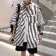 【韓国 通販 おすすめ】ファッション シンプル ファッション カジュアル 通勤/OL 韓国系 フェミニン POLOネック ボタン ストライプ柄 ボタン 五分袖シャツ