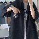 【大人シンプルコーデ】韓国 通販 メンズ ファッション 着回しアイテム シングル ブレスト アルファベット 五分袖 プリント ファッション 折り襟シャツ