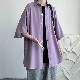 【シンプルな暮らし】韓国の通販 半袖 シャツ メンズ 七分袖 折り襟 シンプル シングルブレスト 無地シャツ