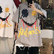 【fashion】デザイン性抜群 韓国風ファッション ストリート系 ポリエステル 半袖 韓国系 春夏 ラウンドネック プルオーバー プリント Tシャツ・POLOシャツ